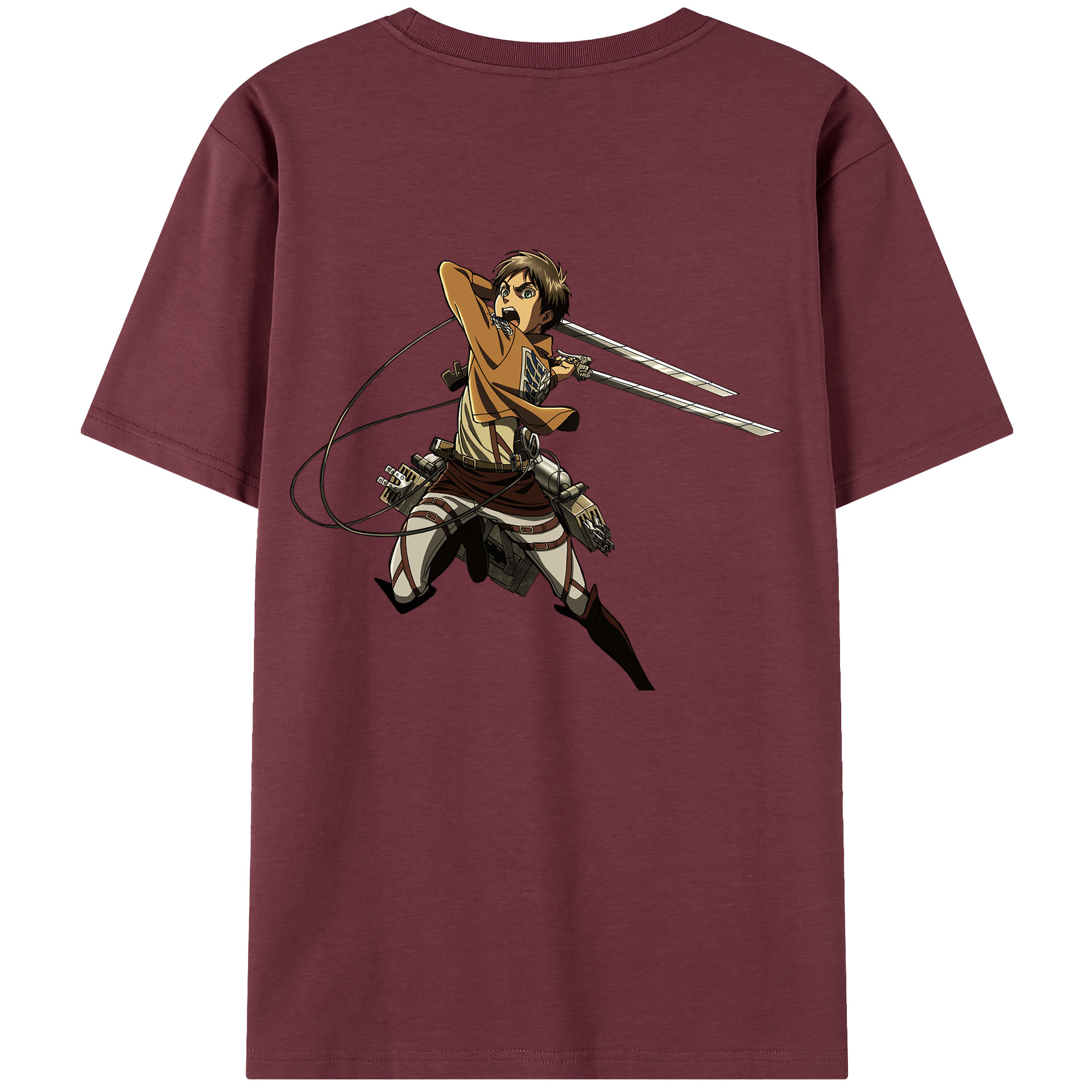 （画像用） 進撃の巨人 エレン･イェーガー Attack on Titan Eren Jäger 綿100％半袖Tシャツ（背面プリント）